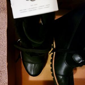Black wedge booties